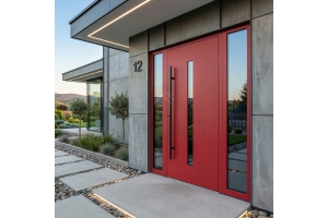 Red aluminum front door
