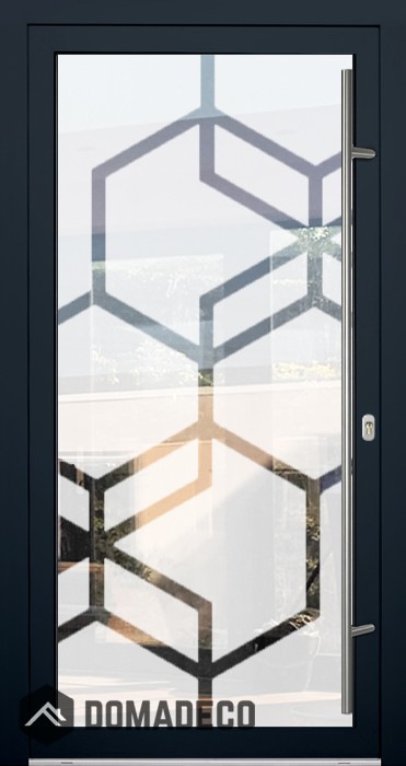 LIM Glass S13 - aluminium security frosted door with transparent decor