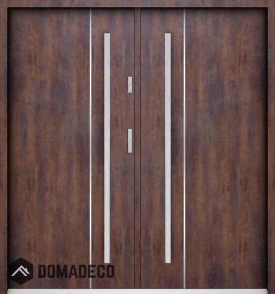 Sta Nakamoto Double - external modern double steel front door with vertical stripe