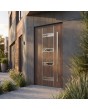 Walnut aluminium single modern entry door