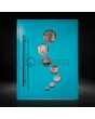 Turquoise aluminum pivot door with with circular windows