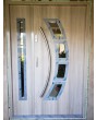 Blanched oak stainless steel front door with one side panel