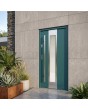 Green stainless steel contemporary door with glass