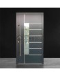 Dark anthracite luxury modern aluminium front door with glass