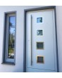 Silver slim frame modern aluminum front door