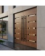 Golden oak aluminium double hinged front door
