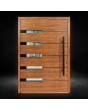 Golden oak aluminium single pivot door