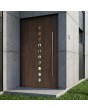 walnut aluminium front entrance door with ten small windows