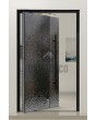 PIVOT B4 - aluminium pivot door covered with gray stainless steel sheet