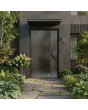 Aluminum hinged door covered with gray stainless steel sheet