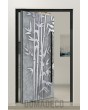 Pivot door with Eiffel Tower texture of milled metal