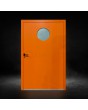 PIVOT Bila -  exterior aluminium pivot door with circular glass