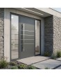 Anthracite strong aluminium entry door with left and right glass panel