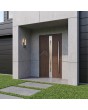 Walnut aluminium front door with glass