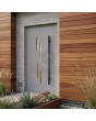 Grey modern aluminium entrance door with vertical windows