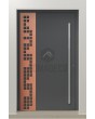 PIVOT C27 - aluminium pivot door covered copper sheet with cut-out squares