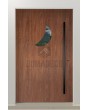 LIM C4 - home aluminium entrance door with a moon-shaped glass
