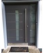 Anthracite aluminium entry door with right glass panel