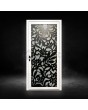 White glass aluminium door with black decorative panel