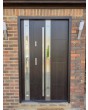 Dark oak high security entrance steel door with side panel