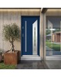 Blue decorative steel front door for villa entrance