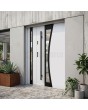 White modern steel entrance door with side panel