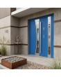 Blue stylish steel external door with side panel