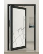 PIVOT Glass S - frosted aluminium pivot door with transparent motif