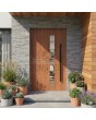 Golden oak solid aluminum prehung front door