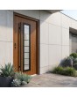 Golden oak steel modern entry door with glass