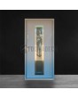 Silver contemporary steel door with security glass