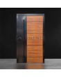 Atntracite aluminium front door with wooden decor
