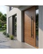 Golden oak aluminium pivot entrance door