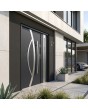 Black external entrance door with side panel