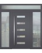 Aluminium LIM hinged front door with left, right and top glass panel