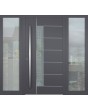 Aluminium LIM hinged front door with left and right sidelight 