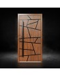 Golden oak modern aluminium front door with black stripes