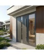 Anthracite secure modern aluminum front door with right glass panel