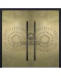 Aluminium hinged double door with gold texture of milled metal