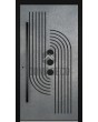 Aluminium door with grey texture of milled metal