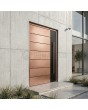 Aluminium hinged door with copper texture of milled metal