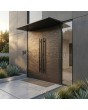 Aluminum front double entry door with texture of milled metal