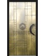 Aluminium hinged entry door with yellow brass texture of milled metal