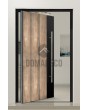 aluminium pivot door with yellow brass texture of milled metal