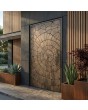 Aluminium pivot door with brown texture of milled metal