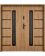 Sta Picard Double Noir - stainless steel exterior double front door with black frame around glass