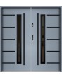 Sta Picard Double Noir - stainless steel exterior double front door with black frame around glass