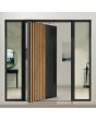 Aluminium Pivot door with left and right sidelight, glass panels