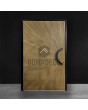 Aluminium pivot door with gold texture of milled metal