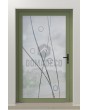 PIVOT Glass S22 - aluminium frosted pivot door with with transparent motif
